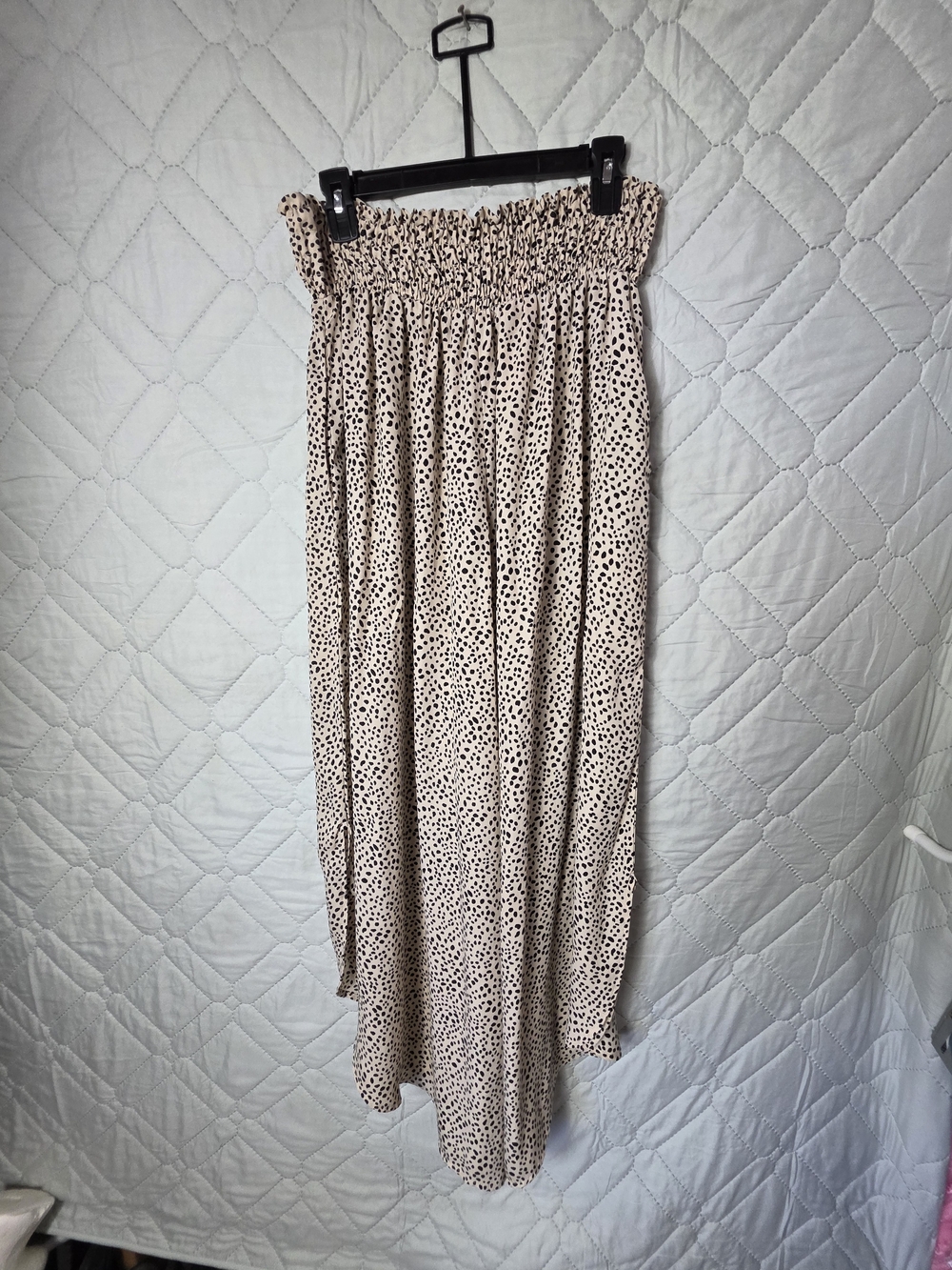 Oddt Wide Leg Pants Polka Dot Casual Summer Trousers High Waist 1X Beige - Picture 4 of 10